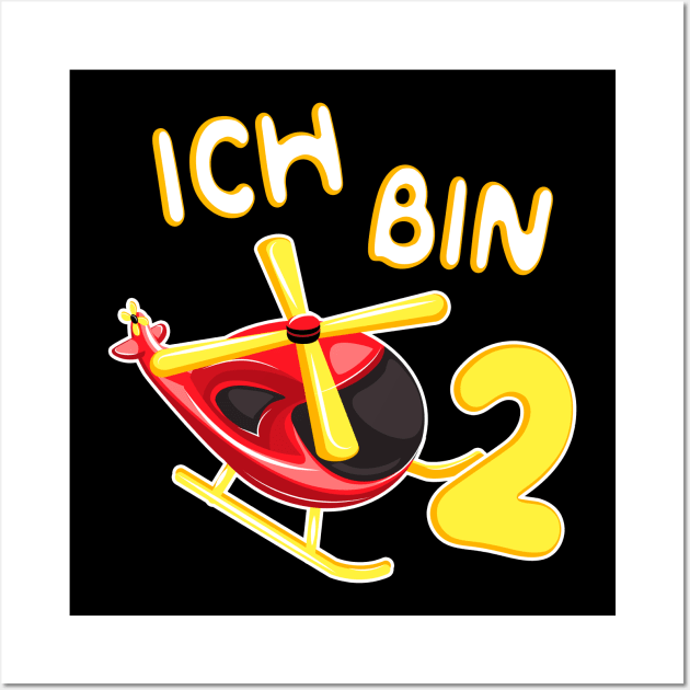 Kinder Helikopter Kindergeburtstag 2. Geburtstag Wall Art by Foxxy Merch